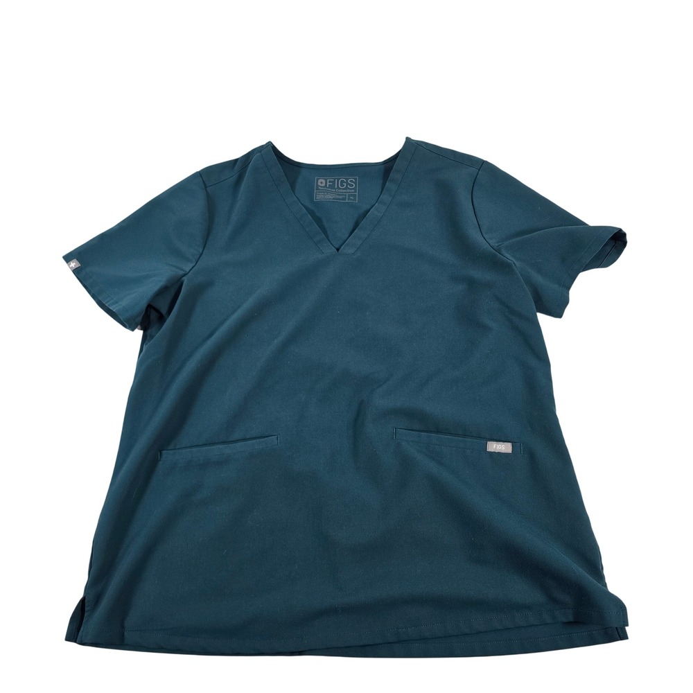 FIGS Technical Collection Teal V Neck Scrub Top Short Sleeve XL